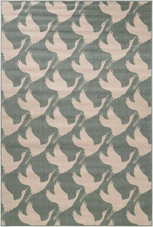 Stone Blue 6' 1 x 9' Outdoor Coastal Rectangle Area Rug Weather Resistant for Patio, Deck, Terrace, Balcony, Porch 100% Polypropylene Coastal Decor Carpet for Sale at Rug Engine