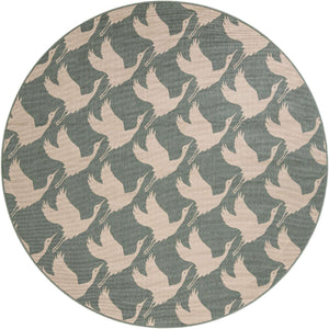 Stone Blue 7' 10 x 7' 10 Outdoor Coastal Round Area Rug Weather Resistant for Patio, Deck, Terrace, Balcony, Porch 100% Polypropylene Coastal Decor Carpet for Sale at Rug Engine