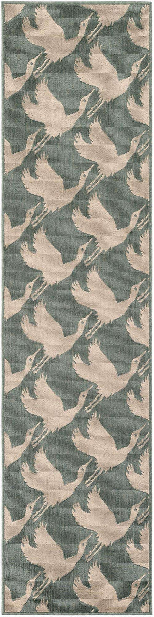 Stone Blue 2' x 8' Outdoor Coastal Runner Area Rug Weather Resistant for Patio, Deck, Terrace, Balcony, Porch 100% Polypropylene Coastal Decor Carpet for Sale at Rug Engine