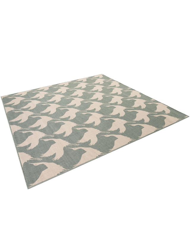 Stone Blue 7' 10 x 7' 10 Outdoor Coastal Square Area Rug Weather Resistant for Patio, Deck, Terrace, Balcony, Porch 100% Polypropylene Coastal Decor Carpet for Sale at Rug Engine