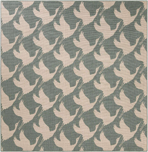 Stone Blue 7' 10 x 7' 10 Outdoor Coastal Square Area Rug Weather Resistant for Patio, Deck, Terrace, Balcony, Porch 100% Polypropylene Coastal Decor Carpet for Sale at Rug Engine