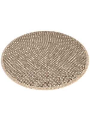 Brown 4' 1 x 4' 1 Outdoor Border Round Area Rug Weather Resistant for Patio, Deck, Terrace, Balcony, Porch 100% Polypropylene Classic Bordered Carpet for Sale at Rug Engine