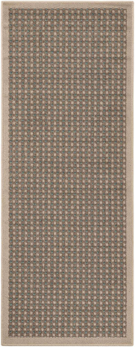 Brown 2' x 5' 1 Outdoor Border Runner Area Rug Weather Resistant for Patio, Deck, Terrace, Balcony, Porch