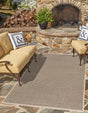 Brown 10' x 14' 1 Outdoor Border Rectangle Area Rug Weather Resistant for Patio, Deck, Terrace, Balcony, Porch 100% Polypropylene Classic Bordered Carpet for Sale at Rug Engine