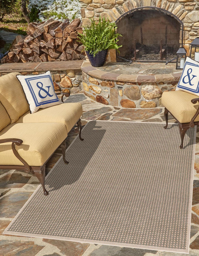 Brown 2' x 3' 1 Outdoor Border Rectangle Area Rug Weather Resistant for Patio, Deck, Terrace, Balcony, Porch 100% Polypropylene Classic Bordered Carpet for Sale at Rug Engine