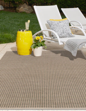 Brown 9' x 12' Outdoor Border Rectangle Area Rug Weather Resistant for Patio, Deck, Terrace, Balcony, Porch 100% Polypropylene Classic Bordered Carpet for Sale at Rug Engine