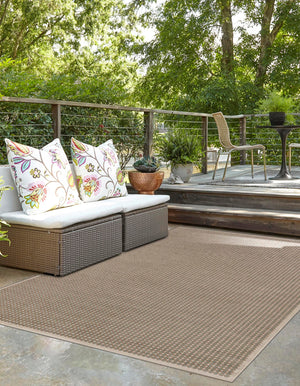 Brown 5' 1 x 8' Outdoor Border Rectangle Area Rug Weather Resistant for Patio, Deck, Terrace, Balcony, Porch 100% Polypropylene Classic Bordered Carpet for Sale at Rug Engine