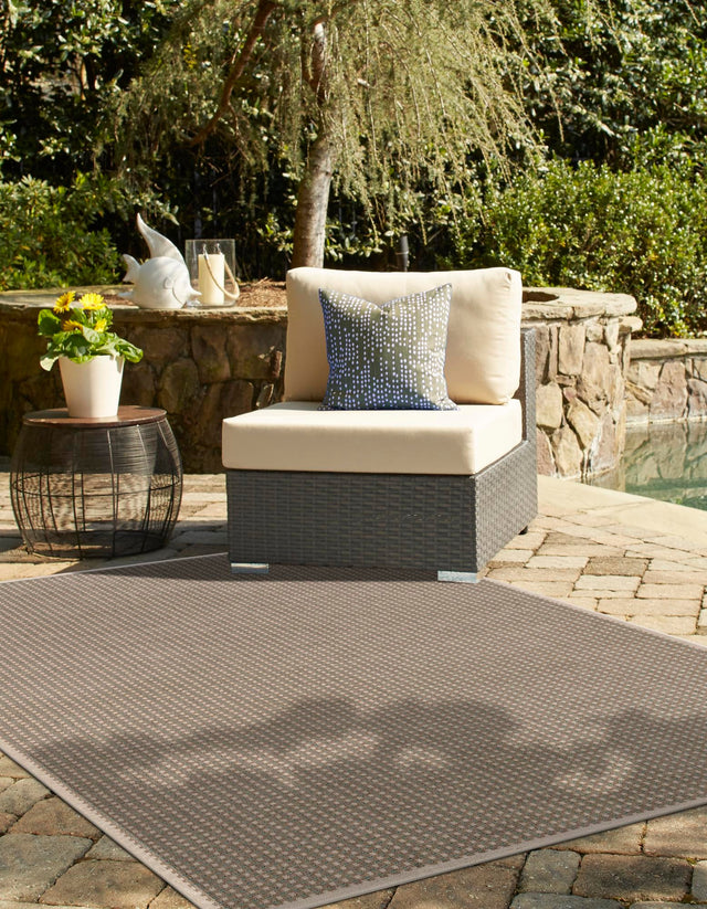 Brown 6' 1 x 9' Outdoor Border Rectangle Area Rug Weather Resistant for Patio, Deck, Terrace, Balcony, Porch 100% Polypropylene Classic Bordered Carpet for Sale at Rug Engine