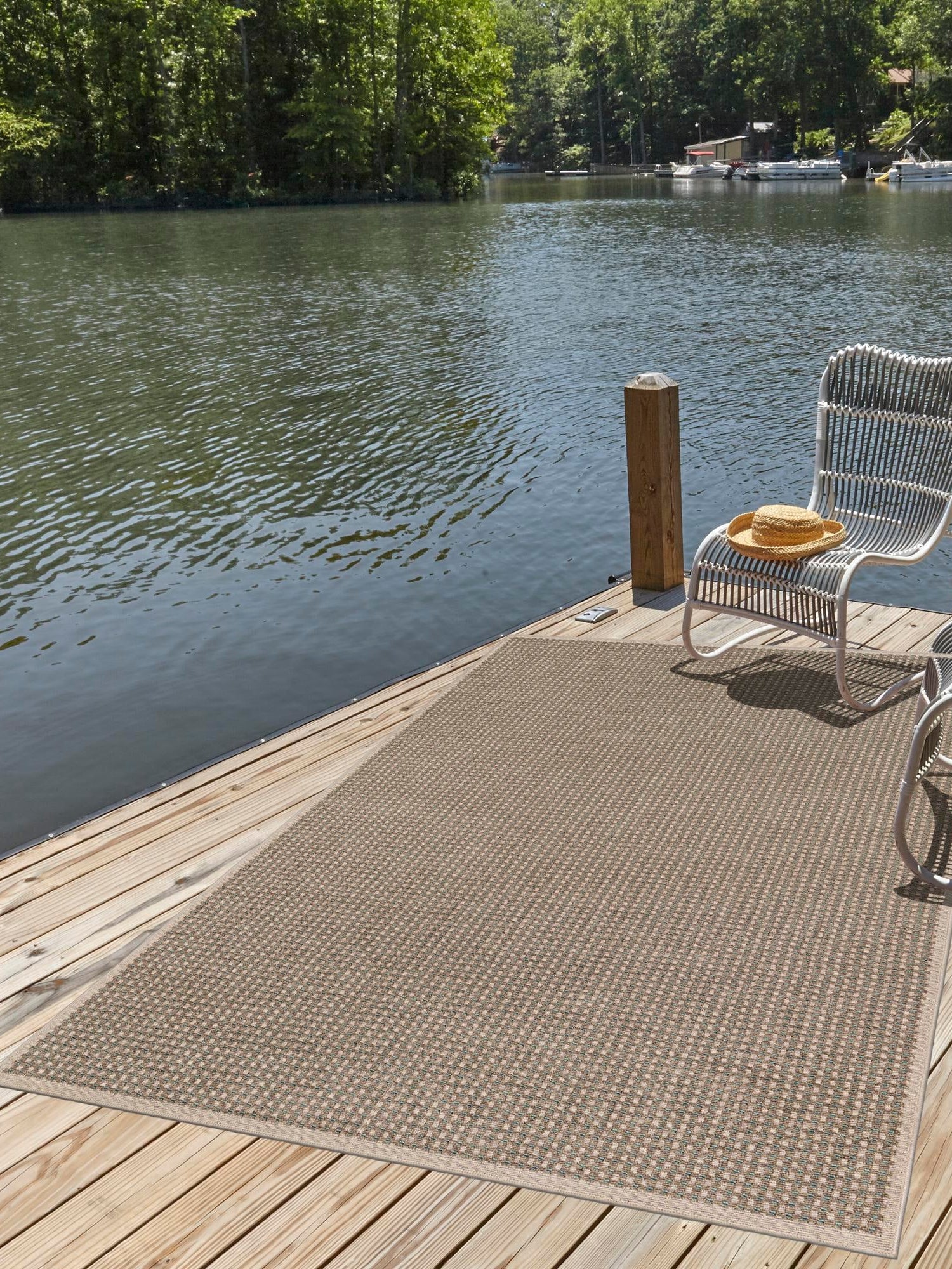 Brown 7' 10 x 10' Outdoor Border Rectangle Area Rug Weather Resistant for Patio, Deck, Terrace, Balcony, Porch 100% Polypropylene Classic Bordered Carpet for Sale at Rug Engine