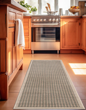 Brown 2' x 5' 1 Outdoor Border Runner Area Rug Weather Resistant for Patio, Deck, Terrace, Balcony, Porch