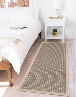 Brown 2' 7 x 10' Outdoor Border Runner Area Rug Weather Resistant for Patio, Deck, Terrace, Balcony, Porch 100% Polypropylene Classic Bordered Carpet for Sale at Rug Engine