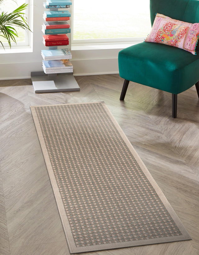 Brown 2' x 5' 1 Outdoor Border Runner Area Rug Weather Resistant for Patio, Deck, Terrace, Balcony, Porch