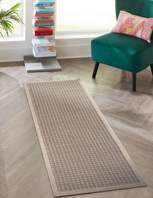 Brown 2' 7 x 10' Outdoor Border Runner Area Rug Weather Resistant for Patio, Deck, Terrace, Balcony, Porch 100% Polypropylene Classic Bordered Carpet for Sale at Rug Engine