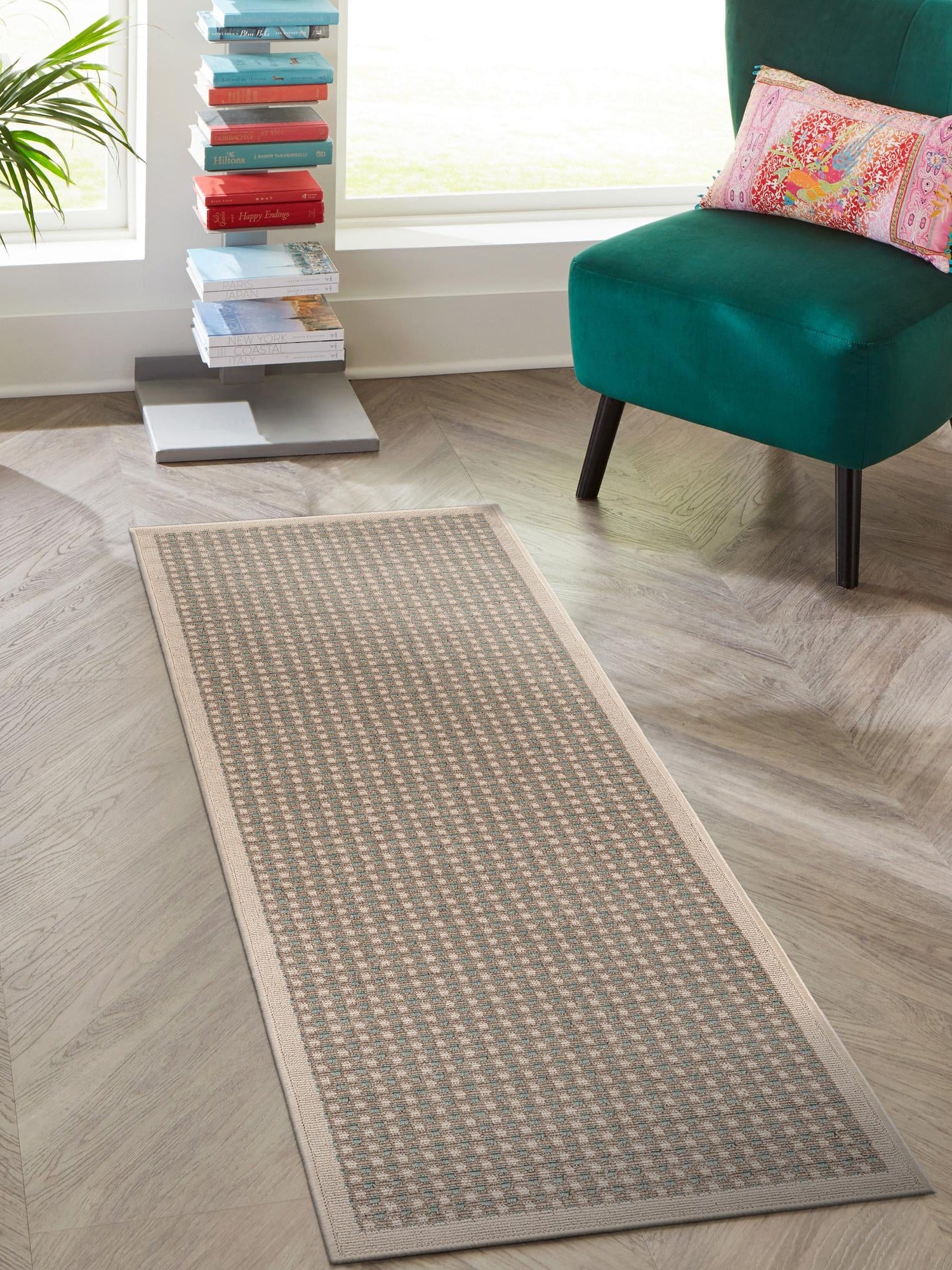 Brown 2' x 6' 1 Outdoor Border Runner Area Rug Weather Resistant for Patio, Deck, Terrace, Balcony, Porch 100% Polypropylene Classic Bordered Carpet for Sale at Rug Engine
