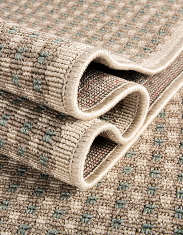 Brown 4' 1 x 4' 1 Outdoor Border Round Area Rug Weather Resistant for Patio, Deck, Terrace, Balcony, Porch 100% Polypropylene Classic Bordered Carpet for Sale at Rug Engine