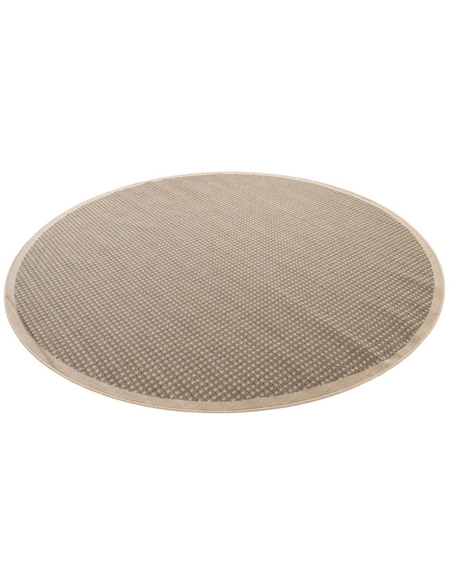 Brown 7' 10 x 7' 10 Outdoor Border Round Area Rug Weather Resistant for Patio, Deck, Terrace, Balcony, Porch 100% Polypropylene Classic Bordered Carpet for Sale at Rug Engine