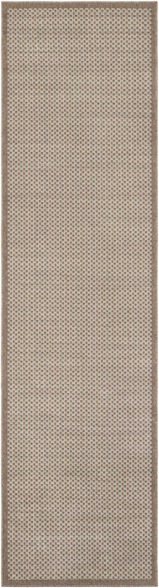 Beige 2' 7 x 10' Outdoor Border Runner Area Rug Weather Resistant for Patio, Deck, Terrace, Balcony, Porch 100% Polypropylene Classic Bordered Carpet for Sale at Rug Engine