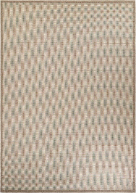 Beige 10' x 14' 1 Outdoor Border Rectangle Area Rug Weather Resistant for Patio, Deck, Terrace, Balcony, Porch