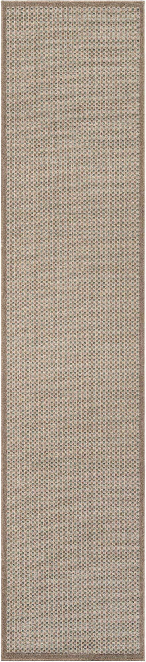 Beige 2' 7 x 12' Outdoor Border Runner Area Rug Weather Resistant for Patio, Deck, Terrace, Balcony, Porch 100% Polypropylene Classic Bordered Carpet for Sale at Rug Engine