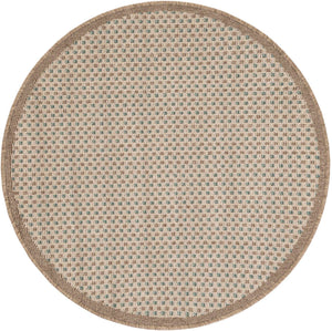 Beige 3' 1 x 3' 1 Outdoor Border Round Area Rug Weather Resistant for Patio, Deck, Terrace, Balcony, Porch 100% Polypropylene Classic Bordered Carpet for Sale at Rug Engine
