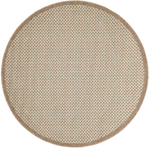 Beige 4' 1 x 4' 1 Outdoor Border Round Area Rug Weather Resistant for Patio, Deck, Terrace, Balcony, Porch 100% Polypropylene Classic Bordered Carpet for Sale at Rug Engine