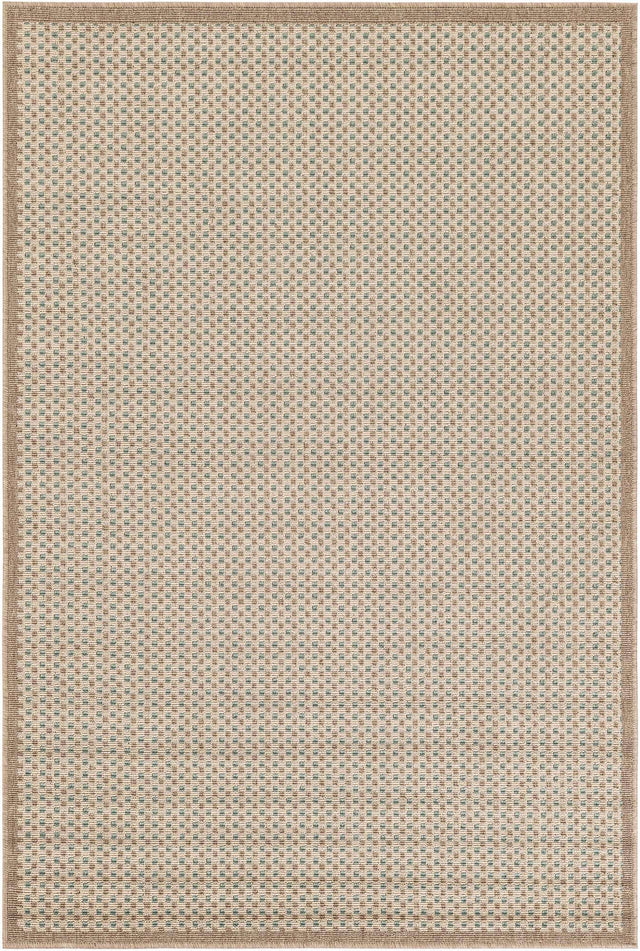 Beige 4' 1 x 6' 1 Outdoor Border Rectangle Area Rug Weather Resistant for Patio, Deck, Terrace, Balcony, Porch 100% Polypropylene Classic Bordered Carpet for Sale at Rug Engine