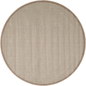 Beige 5' 1 x 5' 1 Outdoor Border Round Area Rug Weather Resistant for Patio, Deck, Terrace, Balcony, Porch 100% Polypropylene Classic Bordered Carpet for Sale at Rug Engine