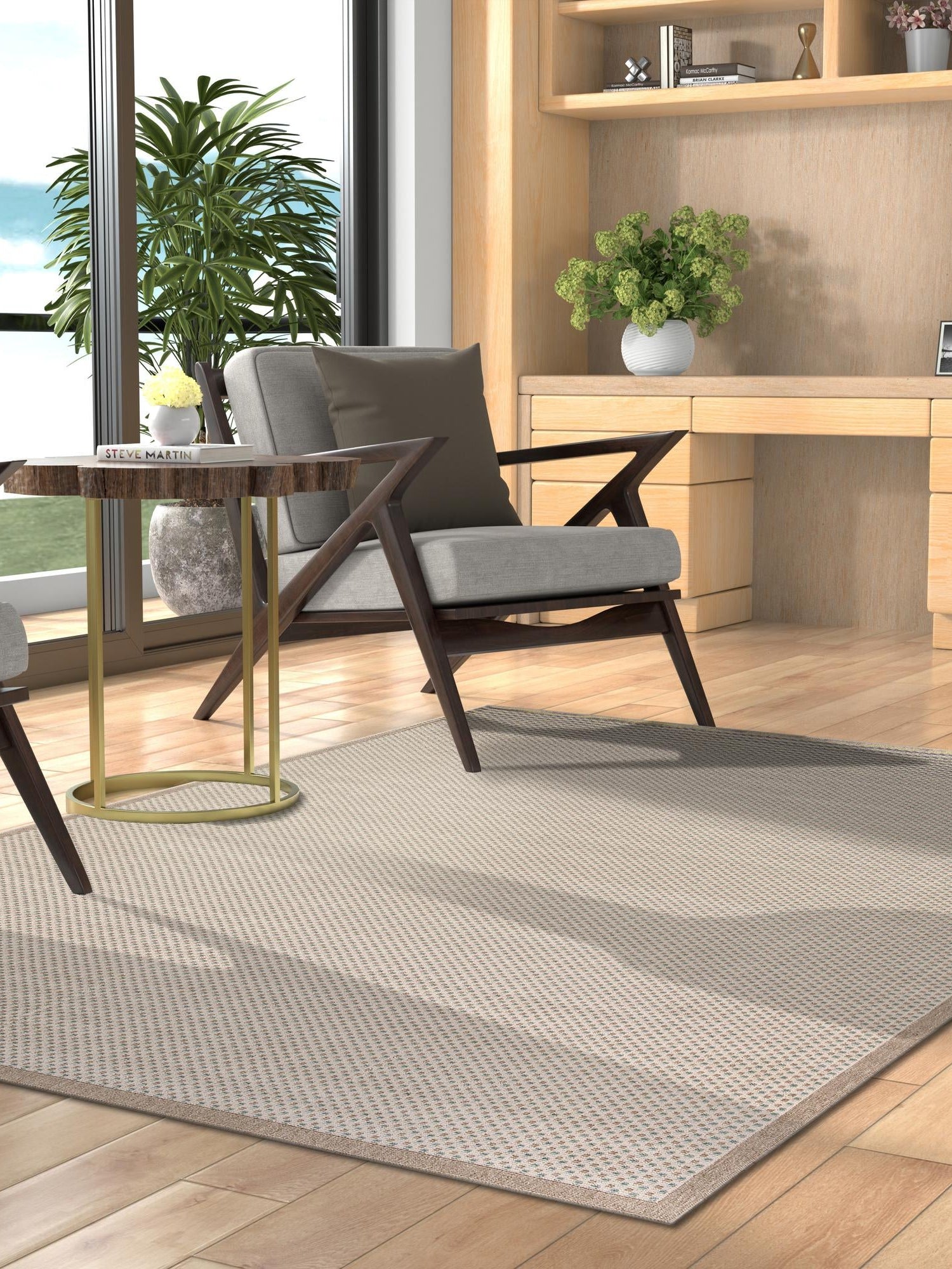 Beige 6' 1 x 9' Outdoor Border Rectangle Area Rug Weather Resistant for Patio, Deck, Terrace, Balcony, Porch 100% Polypropylene Classic Bordered Carpet for Sale at Rug Engine