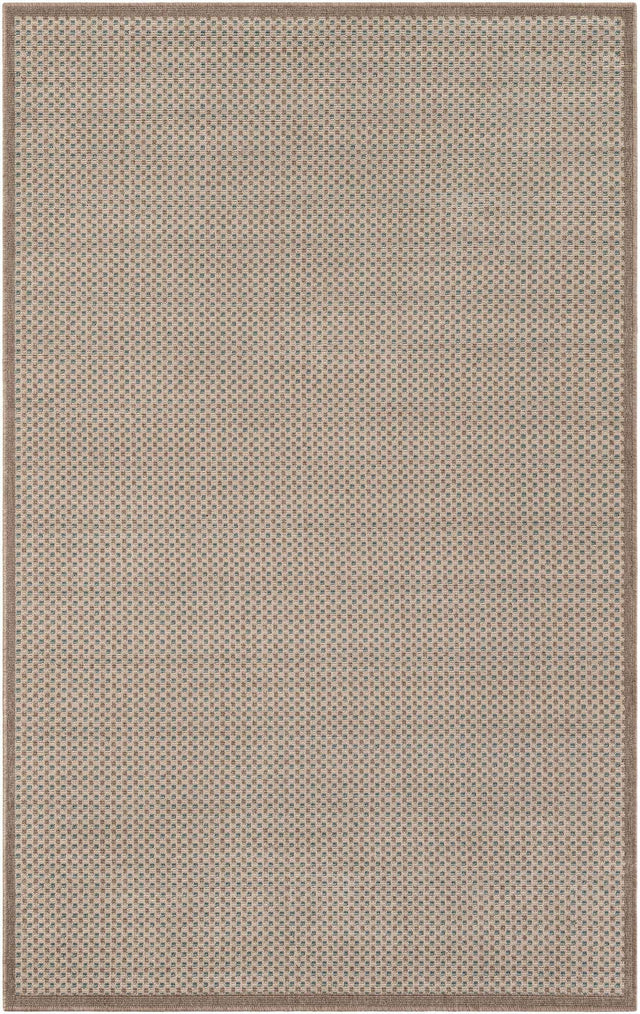 Beige 5' 1 x 8' Outdoor Border Rectangle Area Rug Weather Resistant for Patio, Deck, Terrace, Balcony, Porch 100% Polypropylene Classic Bordered Carpet for Sale at Rug Engine