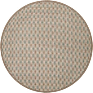 Beige 6' 1 x 6' 1 Outdoor Border Round Area Rug Weather Resistant for Patio, Deck, Terrace, Balcony, Porch 100% Polypropylene Classic Bordered Carpet for Sale at Rug Engine