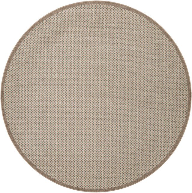 Beige 6' 1 x 6' 1 Outdoor Border Round Area Rug Weather Resistant for Patio, Deck, Terrace, Balcony, Porch 100% Polypropylene Classic Bordered Carpet for Sale at Rug Engine