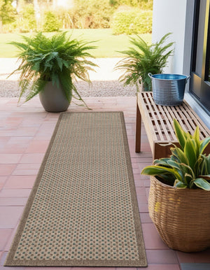 Beige 2' x 5' 1 Outdoor Border Runner Area Rug Weather Resistant for Patio, Deck, Terrace, Balcony, Porch 100% Polypropylene Classic Bordered Carpet for Sale at Rug Engine