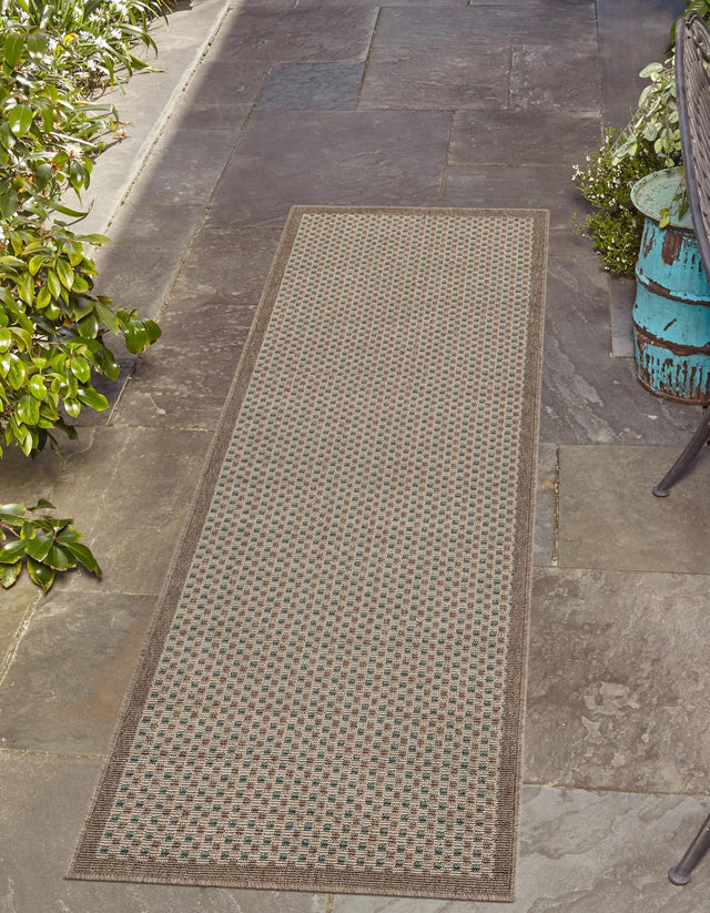 Beige 2' x 5' 1 Outdoor Border Runner Area Rug Weather Resistant for Patio, Deck, Terrace, Balcony, Porch 100% Polypropylene Classic Bordered Carpet for Sale at Rug Engine