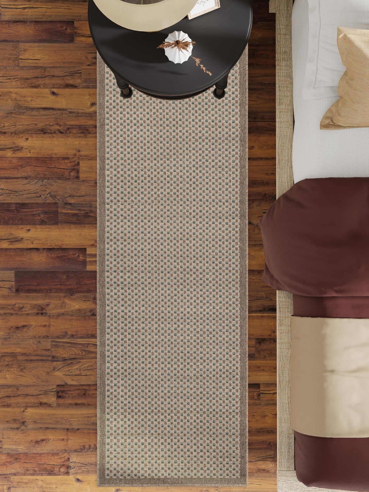 Beige 2' x 5' 1 Outdoor Border Runner Area Rug Weather Resistant for Patio, Deck, Terrace, Balcony, Porch 100% Polypropylene Classic Bordered Carpet for Sale at Rug Engine
