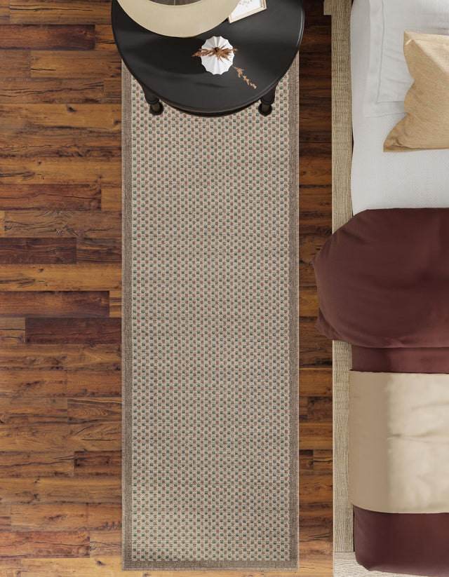 Beige 2' x 5' 1 Outdoor Border Runner Area Rug Weather Resistant for Patio, Deck, Terrace, Balcony, Porch 100% Polypropylene Classic Bordered Carpet for Sale at Rug Engine