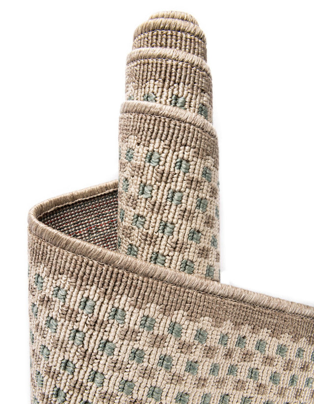 Beige 2' 7 x 12' Outdoor Border Runner Area Rug Weather Resistant for Patio, Deck, Terrace, Balcony, Porch 100% Polypropylene Classic Bordered Carpet for Sale at Rug Engine