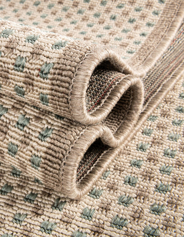 Beige 2' 7 x 12' Outdoor Border Runner Area Rug Weather Resistant for Patio, Deck, Terrace, Balcony, Porch 100% Polypropylene Classic Bordered Carpet for Sale at Rug Engine