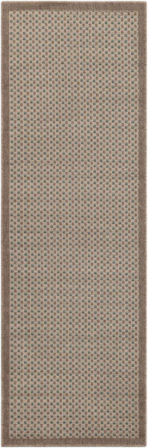 Beige 2' x 6' 1 Outdoor Border Runner Area Rug Weather Resistant for Patio, Deck, Terrace, Balcony, Porch 100% Polypropylene Classic Bordered Carpet for Sale at Rug Engine