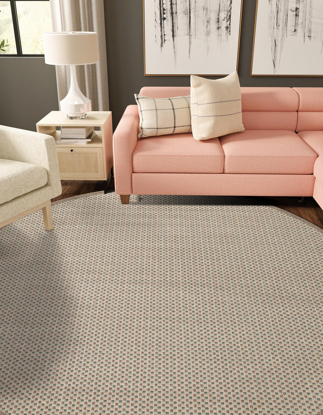 Beige 3' 1 x 3' 1 Outdoor Border Round Area Rug Weather Resistant for Patio, Deck, Terrace, Balcony, Porch 100% Polypropylene Classic Bordered Carpet for Sale at Rug Engine