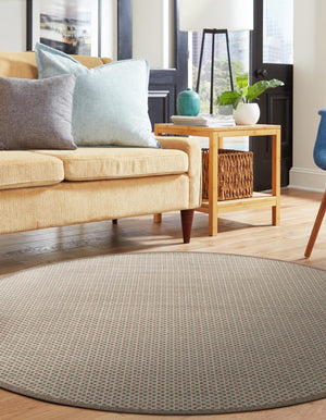 Beige 5' 1 x 5' 1 Outdoor Border Round Area Rug Weather Resistant for Patio, Deck, Terrace, Balcony, Porch 100% Polypropylene Classic Bordered Carpet for Sale at Rug Engine