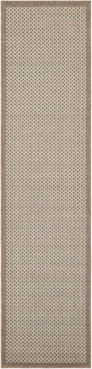 Beige 2' x 8' Outdoor Border Runner Area Rug Weather Resistant for Patio, Deck, Terrace, Balcony, Porch 100% Polypropylene Classic Bordered Carpet for Sale at Rug Engine