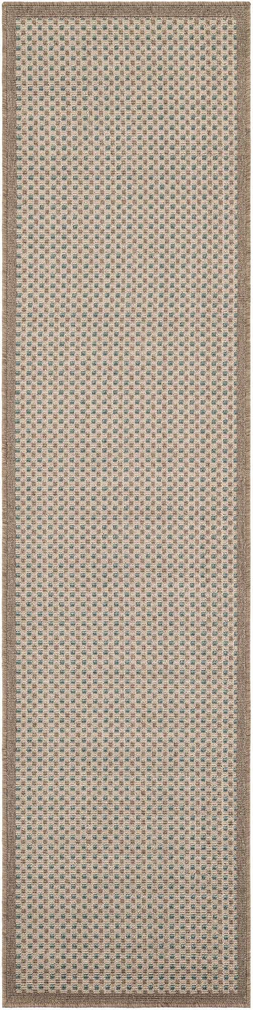 Beige 2' x 8' Outdoor Border Runner Area Rug Weather Resistant for Patio, Deck, Terrace, Balcony, Porch 100% Polypropylene Classic Bordered Carpet for Sale at Rug Engine