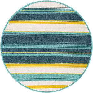 Multicolor 3' 1 x 3' 1 Outdoor Border Round Area Rug Weather Resistant for Patio, Deck, Terrace, Balcony, Porch 100% Polypropylene Classic Bordered Carpet for Sale at Rug Engine
