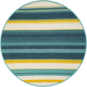 Multicolor 4' 1 x 4' 1 Outdoor Border Round Area Rug Weather Resistant for Patio, Deck, Terrace, Balcony, Porch 100% Polypropylene Classic Bordered Carpet for Sale at Rug Engine