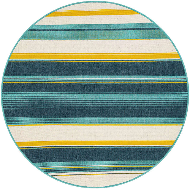 Multicolor 5' 1 x 5' 1 Outdoor Border Round Area Rug Weather Resistant for Patio, Deck, Terrace, Balcony, Porch 100% Polypropylene Classic Bordered Carpet for Sale at Rug Engine