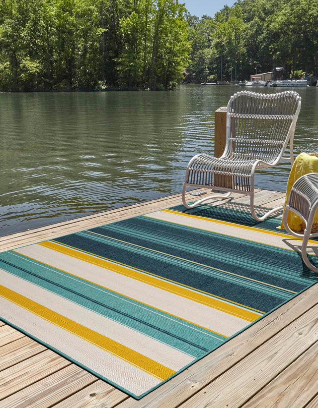Multicolor 10' x 14' 1 Outdoor Border Rectangle Area Rug Weather Resistant for Patio, Deck, Terrace, Balcony, Porch 100% Polypropylene Classic Bordered Carpet for Sale at Rug Engine