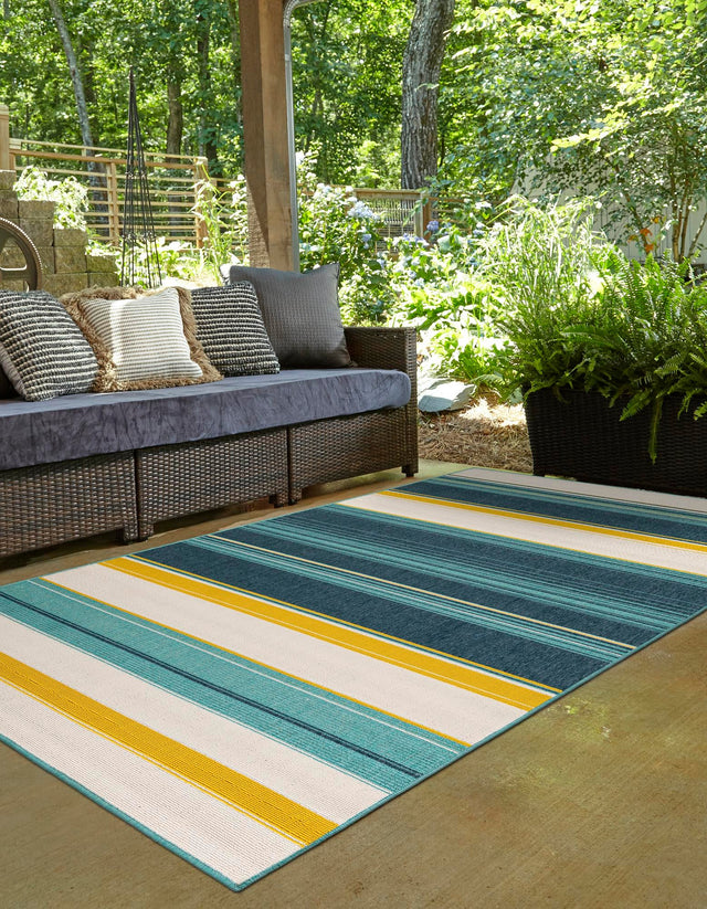 Multicolor 4' 1 x 6' 1 Outdoor Border Rectangle Area Rug Weather Resistant for Patio, Deck, Terrace, Balcony, Porch 100% Polypropylene Classic Bordered Carpet for Sale at Rug Engine