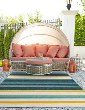 Multicolor 10' x 14' 1 Outdoor Border Rectangle Area Rug Weather Resistant for Patio, Deck, Terrace, Balcony, Porch 100% Polypropylene Classic Bordered Carpet for Sale at Rug Engine