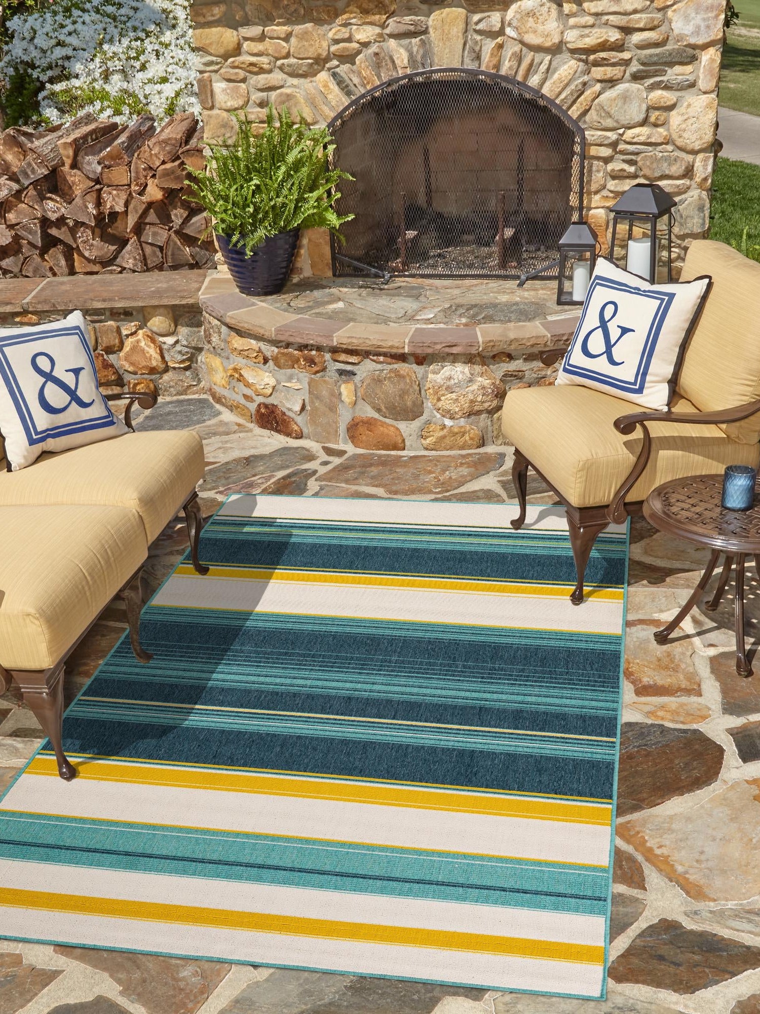 Multicolor 6' 1 x 9' Outdoor Border Rectangle Area Rug Weather Resistant for Patio, Deck, Terrace, Balcony, Porch 100% Polypropylene Classic Bordered Carpet for Sale at Rug Engine