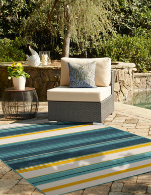 Multicolor 7' 10 x 10' Outdoor Border Rectangle Area Rug Weather Resistant for Patio, Deck, Terrace, Balcony, Porch 100% Polypropylene Classic Bordered Carpet for Sale at Rug Engine
